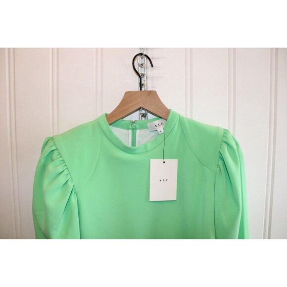 A.L.C. Jane Mini Dress Size 8 Green Ruched Long Sleeve Cocktail Party - Picture 5 of 13